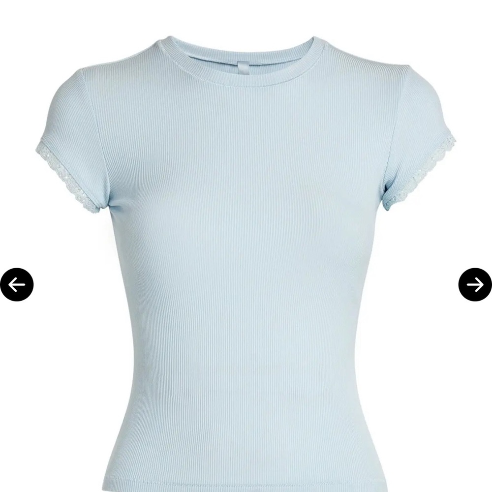 Light Blue Women's Ribbed Top - Picture 4 of 8